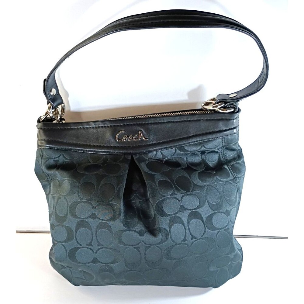 Coach Ashley Signature Sateen Hippie Shoulder Bag Black F20111 Missing Strap